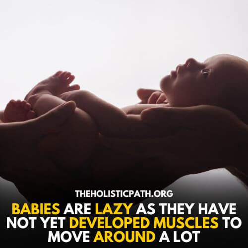 An infant with weak muscles reflecting the reason of lazy babies