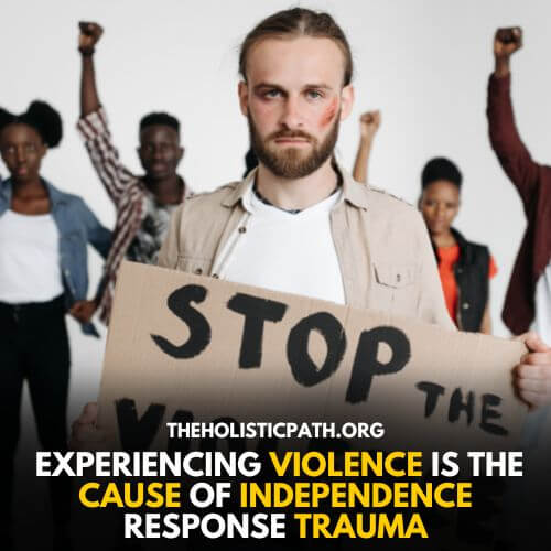 A Man With The Pamphlet Of Saying No To Violence - Independence Trauma Response

