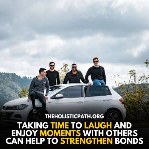 Four friends Enjoying Together Sitting on a car