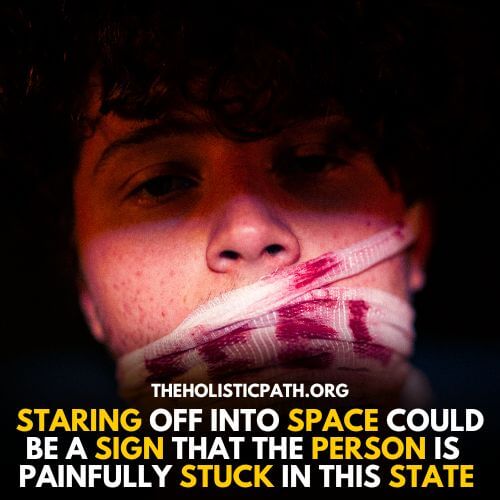 A Person In a Paralysed State while the Mouth Being Tied - Is Staring into Space a Sign of Depression